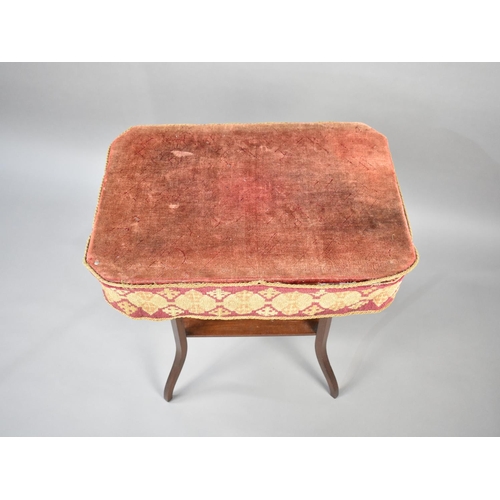 143 - A Velvet Topped and Tapestry Banded Mahogany Framed Gypsy Table, 62cms Wide