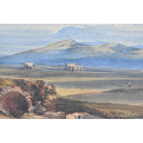 169 - A Framed 19th Century Watercolour Depicting Scottish Moorland Landscape with Redcoat Soldier Figure