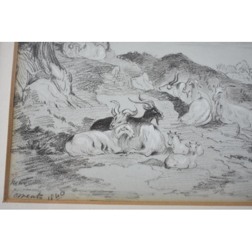 174 - A Pair of Mid 19th Century Pencil Sketches of Sorrento and Napoli, Dated 1840, Both 17x12cms