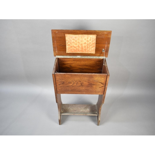 240 - An Edwardian Oak Lift Top Sewing Box on Book Rest Stand, 48cms Wide and 76cms High