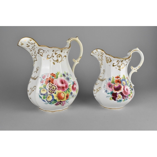 415 - Two 19th Century Jugs Both Hand Painted with Flowers and Classical Ruins, Inscribed in Gilt 'Henry G... 