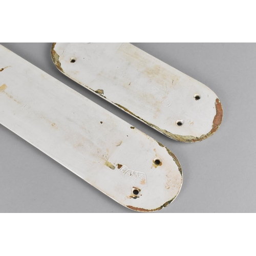 423 - Two Edwardian Ceramic Door Finger Plates Decorated with Flowers on Yellow Ground, Lozenge Marks to R... 