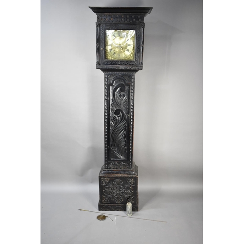 578 - An Early 19th Century Oak Longcase Clock with Later Carving Having Brass Movement inscribed for Davi... 