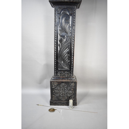 578 - An Early 19th Century Oak Longcase Clock with Later Carving Having Brass Movement inscribed for Davi... 