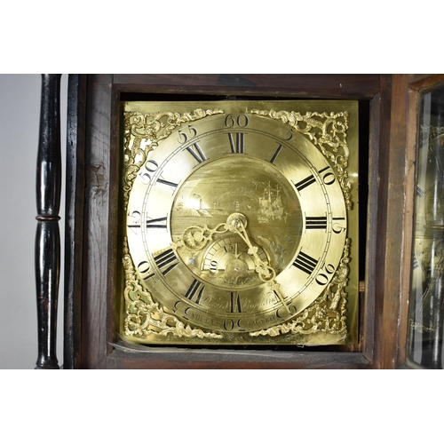 578 - An Early 19th Century Oak Longcase Clock with Later Carving Having Brass Movement inscribed for Davi... 