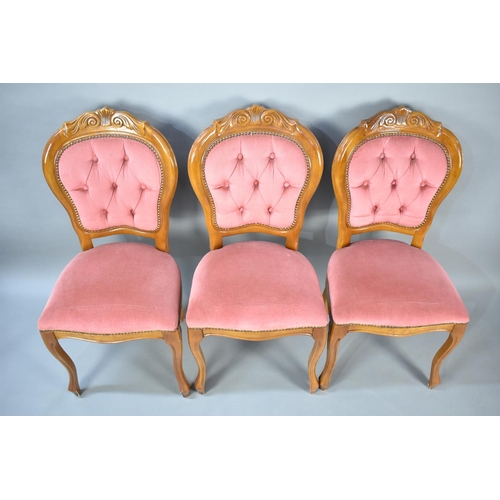 582 - A Set of Six Modern Button Upholstered Dining Chairs