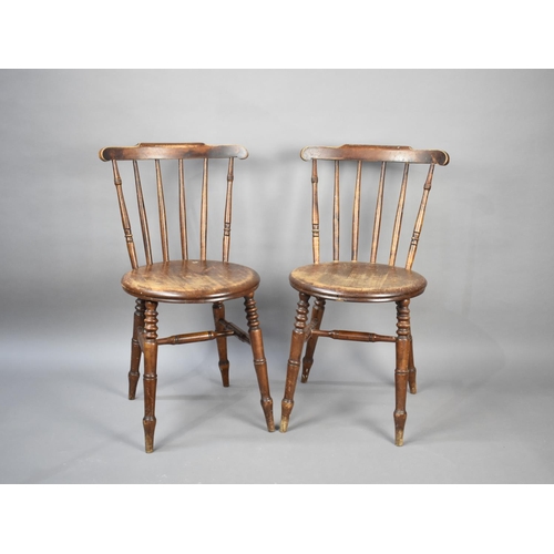 584 - A Pair of Circular Seated Spindle Back Side Chairs