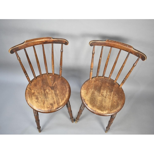 584 - A Pair of Circular Seated Spindle Back Side Chairs