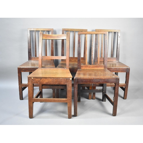 586 - A Collection of Four Plus One 19th Century Oak Side Chairs