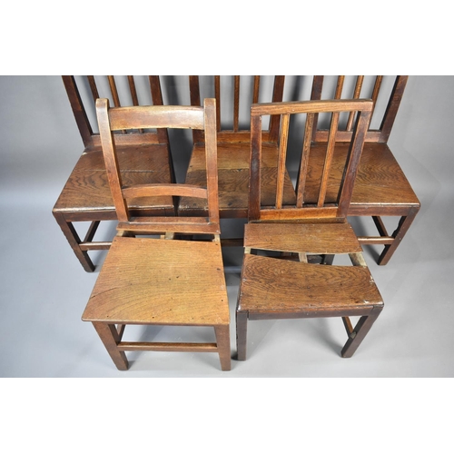 586 - A Collection of Four Plus One 19th Century Oak Side Chairs