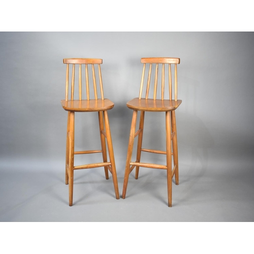 587 - Two Mid 20th Century Spindle Back Bar Stools