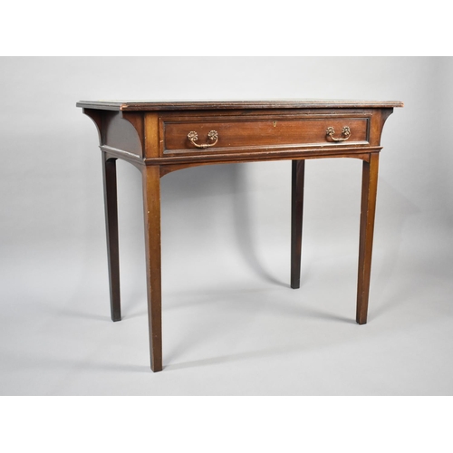 66 - An Edwardian Mahogany Side Table with Single Drawer and Tooled Leather Top, Square Tapering Supports... 