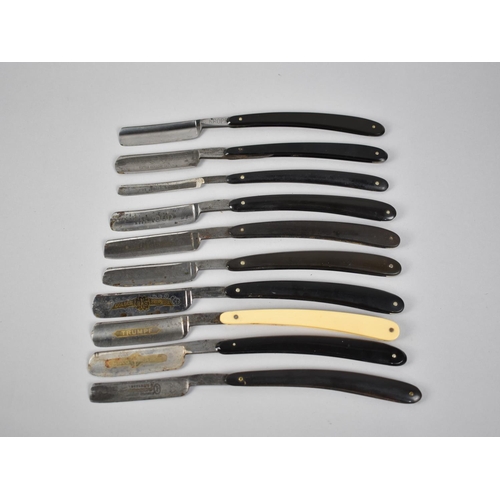 70 - A Collection of Nine Vintage Cut Throat Razors in Cases