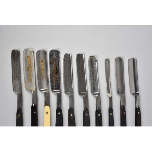 70 - A Collection of Nine Vintage Cut Throat Razors in Cases