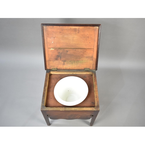 78 - A 19th Century Mahogany Box Commode with Hinged Lid and Ceramic Liner, 49cms Wide