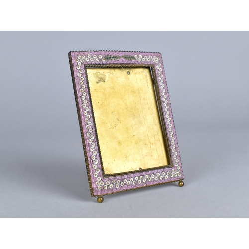 83 - A Pretty Early 20th Century Italian Micromosaic Easel Back Photo Frame with Daisy Decoration, 10x8cm... 