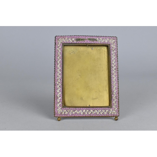 83 - A Pretty Early 20th Century Italian Micromosaic Easel Back Photo Frame with Daisy Decoration, 10x8cm... 