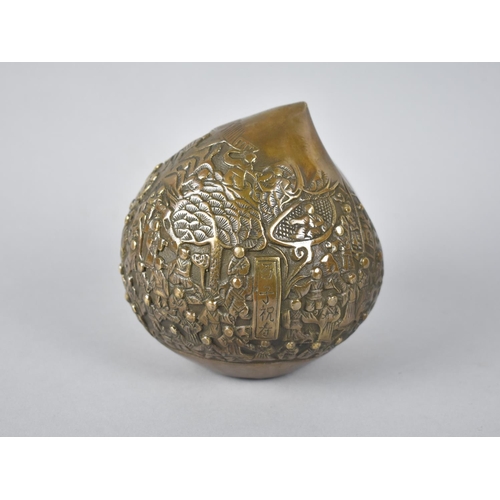 84 - A Reproduction Chinese Bronze Carved Bread Fruit Paperweight, 12cms High