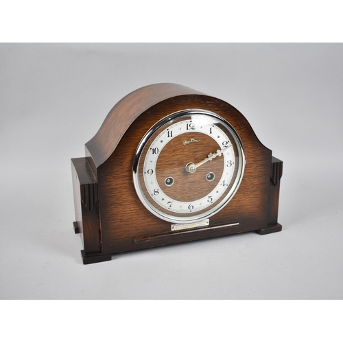 86 - A Mid 20th Century Bentima Presentation Oak Mantel Clock with Eight Day Movement, Presentation Plaqu... 