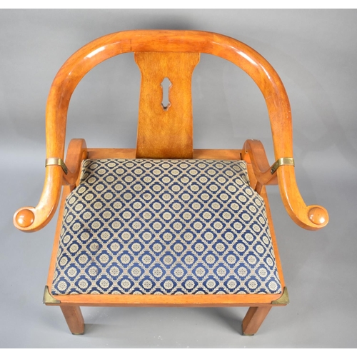 95 - A Reproduction Chinese Style Armchair with Brass Mounts, Some Joints Require Re-Glueing