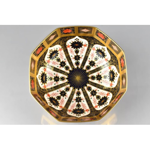 414 - A Royal Crown Derby Imari Octagonal Bowl, Pattern 1128, 21cm Diameter and 8cm High