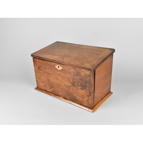 19 - A Late Victorian Stationery Box with Hinged Sloping Lid to Fitted Interior, Pull Down Front with Cut... 