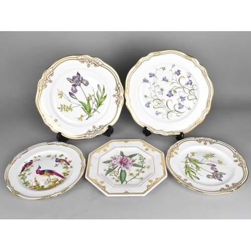 Five Spode Plates, Patterns to Include Campanula, Iris & Sphaerolobium ...