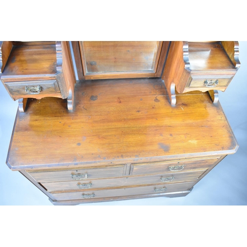 458 - An Edwardian Walnut Dressing Chest with Two Short and Two Long Drawers, Raised Jewel Drawers Support... 