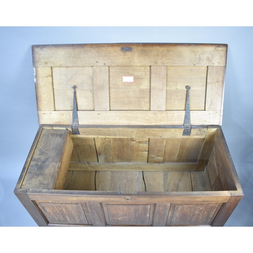 460 - A 19th Century Three Panelled Oak Mule Chest with Two Base Drawers and Bracket Feet, 124cm wide