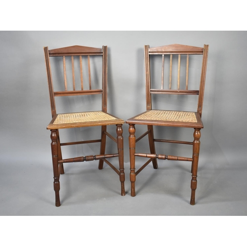 486 - A Pair of Mid 20th Century Cane Seated Side Chairs