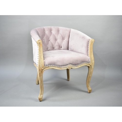 487 - A Modern Buttoned Upholstered Tub Armchair in the French Style