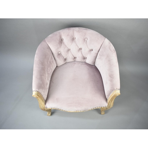 487 - A Modern Buttoned Upholstered Tub Armchair in the French Style