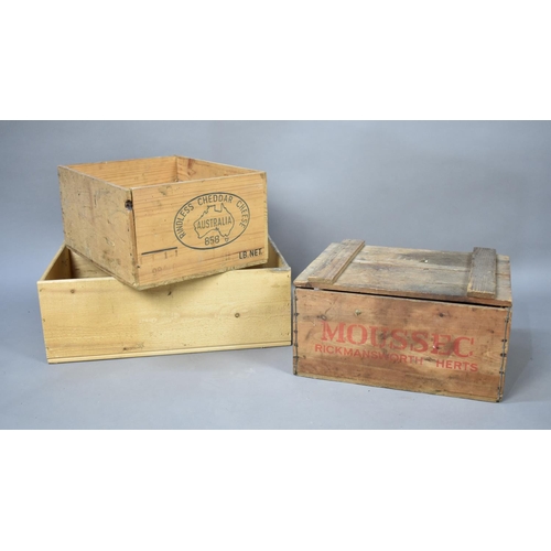 491 - A Vintage Moussec Baby Bottle Crate, Australian Cheese Box and One Other