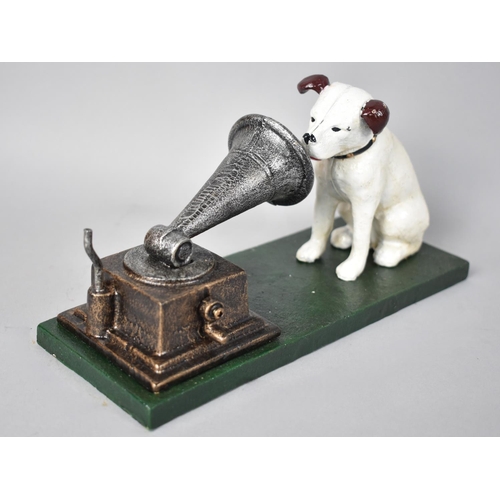 66 - A Reproduction Cold Painted Cast Iron HMV Dog and Gramophone as Made by Rogers Foundry, Birmingham, ... 