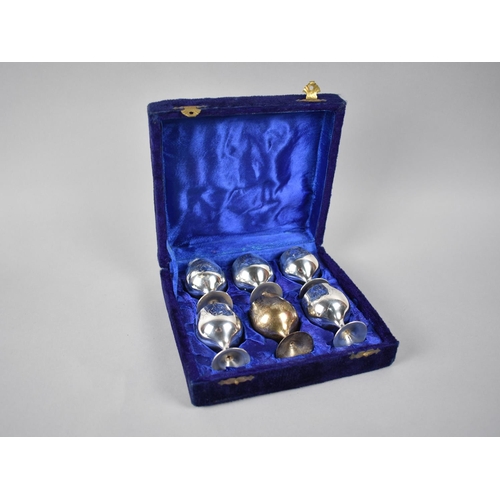 70 - A Mid 20th Century Cased Set of Six Silver Plated Miniature Goblets, Each 6cms High