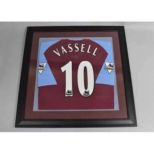 79 - A Framed Darius Vassell Aston Villa Football Shirt, Signed