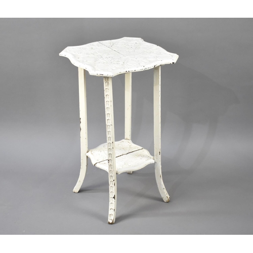 83 - A Cream Painted Two Tier Edwardian Table, In Need of Some Attention, 39cms Square