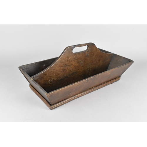A 19th Century Country House Cutlery Tray with Central Divider and Cut Out Handle, 43cms Wide by 23cms Deep by 20cms High
