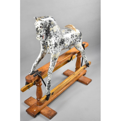 100 - A 20th Century Rocking Horse Painted in Dapple Grey on Swing Base, In Need of Restoration, Base with... 