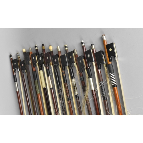 105 - A Collection of Various Vintage Violin Bows to include Example with Makers Label for Golden Strand, ... 