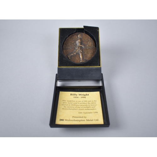 119 - A Cast Bronze Medallion, Billy Wright 1924-1994, Limited Edition of 250 Castings, Presented by IMI W... 