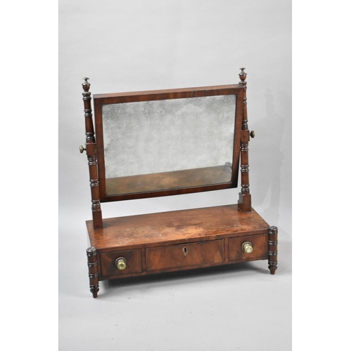 120 - A 19th Century Mahogany Dressing Table Mirror on base with Two Short and One Central Long Drawer, Tu... 