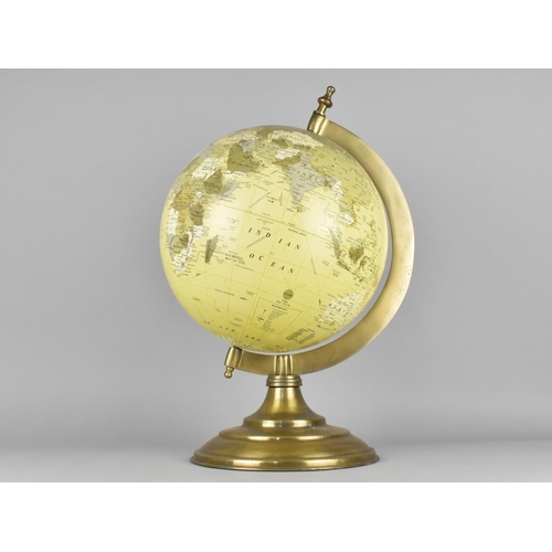 133 - A Modern Twelve Inch Table Globe with Brass Support