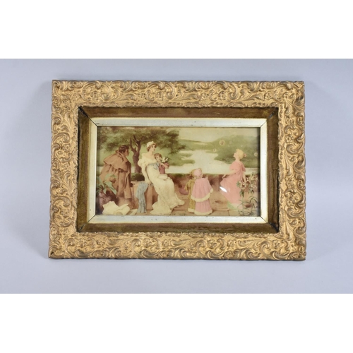 137 - A Late Victorian/Edwardian Crystoleum Depicting Family in Exterior Setting, Housed in Ornate Gilt Fr... 