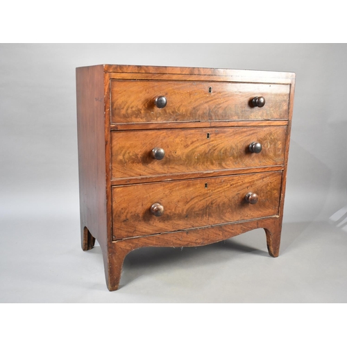 144 - A 19th Century Mahogany Chest of Small Proportions Having Three Long Drawers, 83x44x84cms