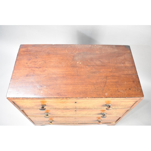 144 - A 19th Century Mahogany Chest of Small Proportions Having Three Long Drawers, 83x44x84cms