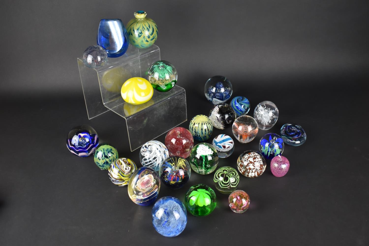 A Collection of Twenty-Eight Various Glass Paperweights to Include ...