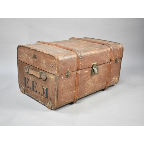 398 - A Vintage Wooden Banded Travelling Trunk, 75cms Wide