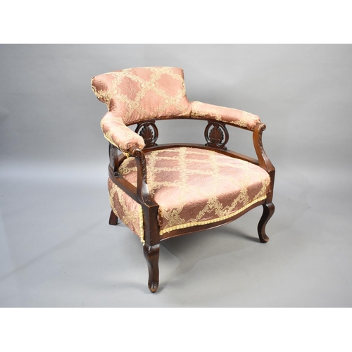 499 - A Late Victorian/Edwardian Mahogany Framed Upholstered Tub Armchair