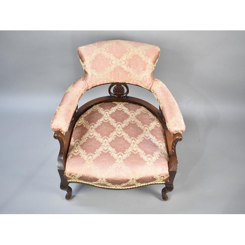 499 - A Late Victorian/Edwardian Mahogany Framed Upholstered Tub Armchair